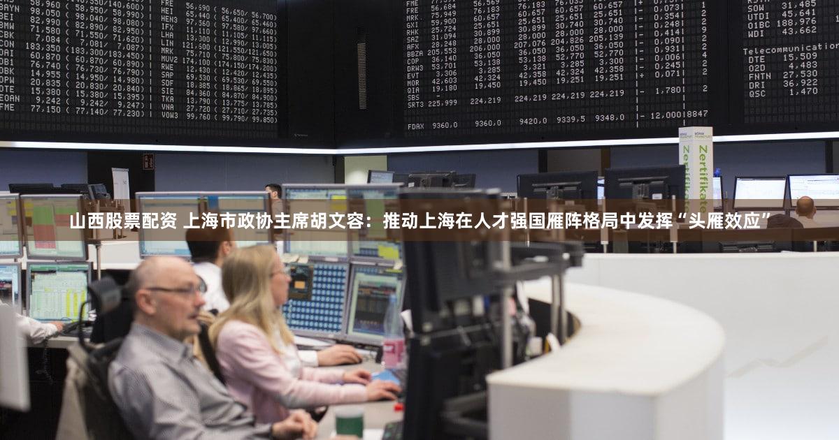 山西股票配资 上海市政协主席胡文容：推动上海在人才强国雁阵格局中发挥“头雁效应”