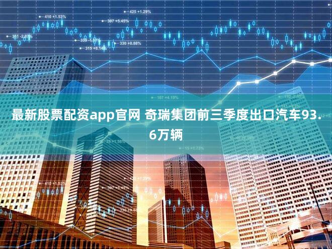 最新股票配资app官网 奇瑞集团前三季度出口汽车93.6万辆