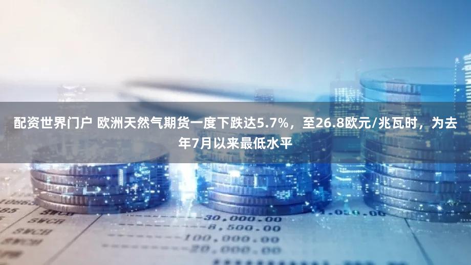 配资世界门户 欧洲天然气期货一度下跌达5.7%，至26.8欧元/兆瓦时，为去年7月以来最低水平